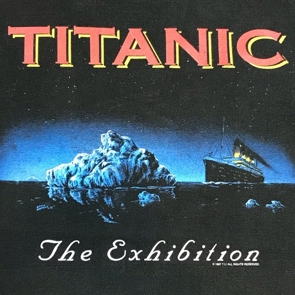 Jerzees Titanic The Exhibition 1997 Vintage Men’s Black Crewneck T-Shirt Size XL - Picture 2 of 6